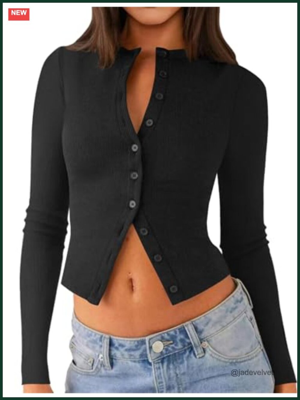 Women's Ribbed Crop Cardigan Long Sleeve Lightweight Sweater Y2K